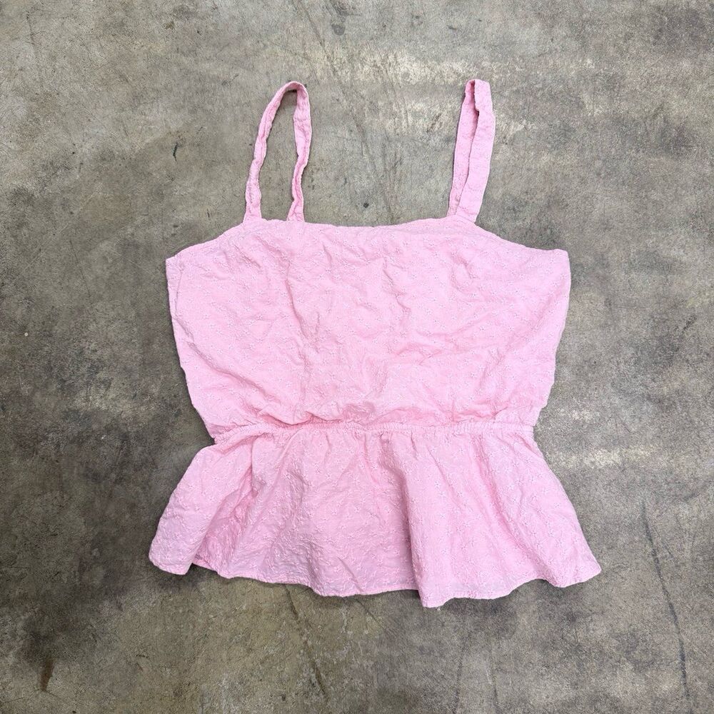 Vintage Levi’s y2k coquette eyelet lace pink peplum top